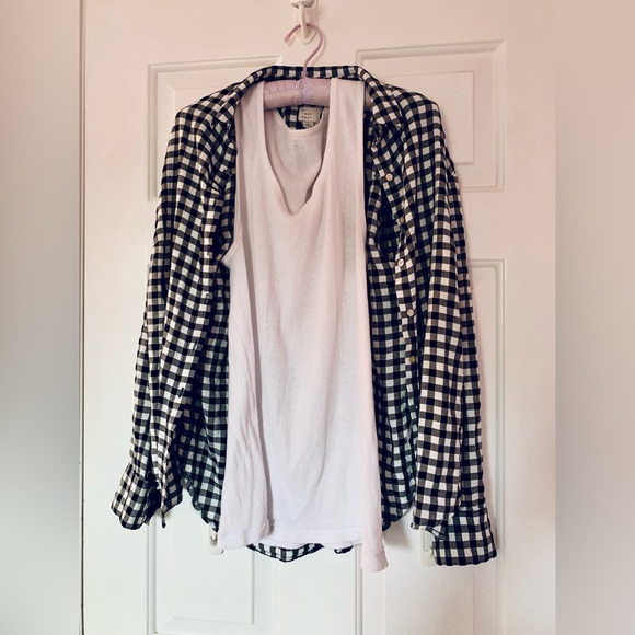 SOLD AS A FREE ITEM Women’s Black & White Plaid Shirt | Button Down | Size Small - Picture 3 of 13